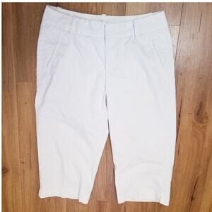 Dockers Women's Capri White Cotton Blend Stretch Pockets Zip Button Size 12 Tall